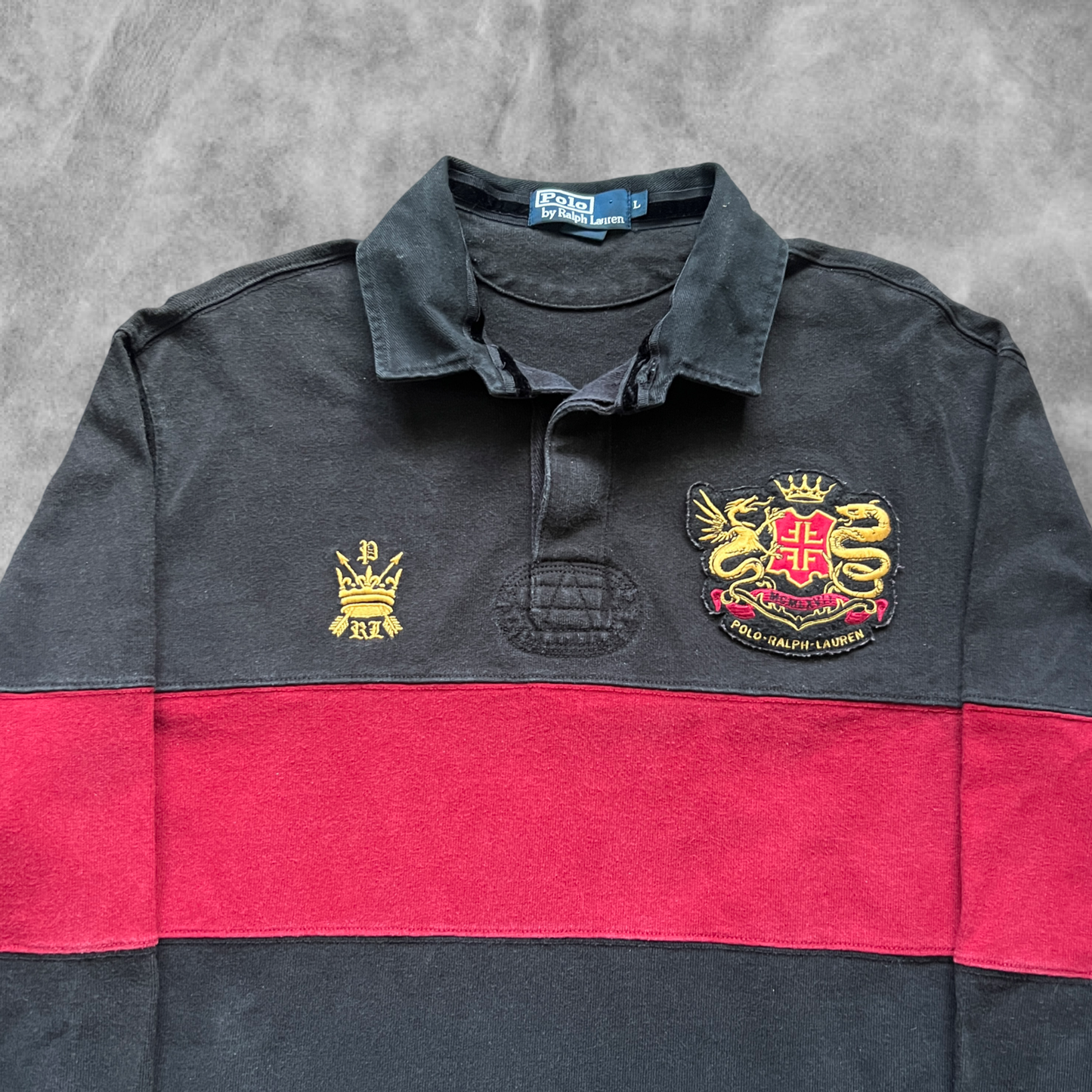 Black Polo Rugby Shirt 1990s (L)