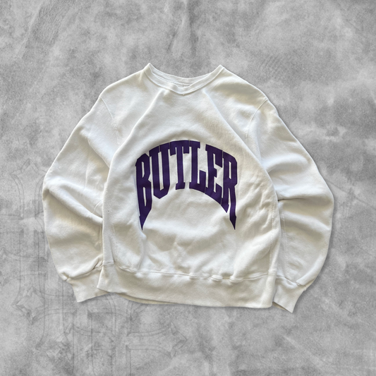 White Butler University Reverse Weave Sweatshirt 1980s (L)