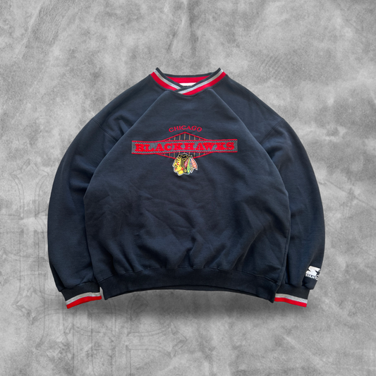 Black Chicago BlackHawks Starter Sweatshirt 1990s (XL)