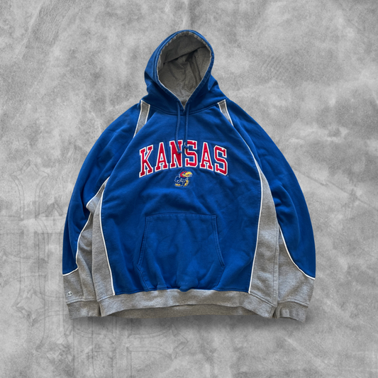 Blue Kansas Jayhawks Hoodie 2000s (XXL)