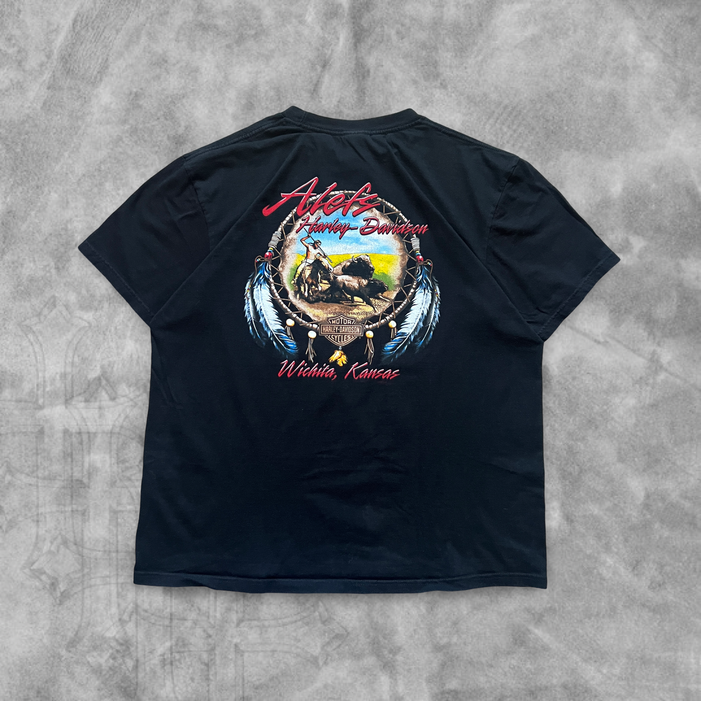 Black Harley Flame Eagle Shirt 2000s (L)