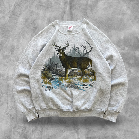 Grey Nature Scene Sweatshirt 1990 (S)