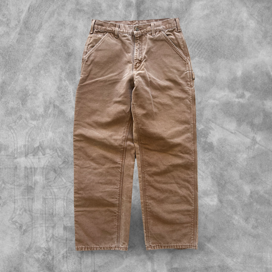 Faded Camel Tan Blanket Lined Carhartt Carpenter Pants 1990s (32x31)