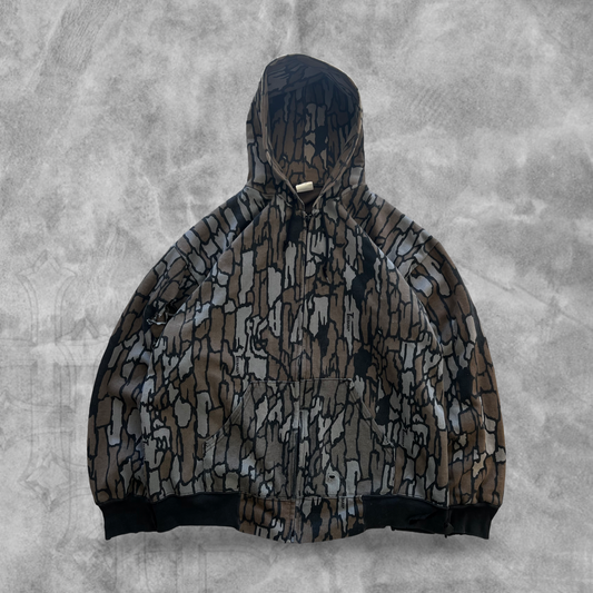 Distressed Camo Realtree Hooded Jacket 1990s