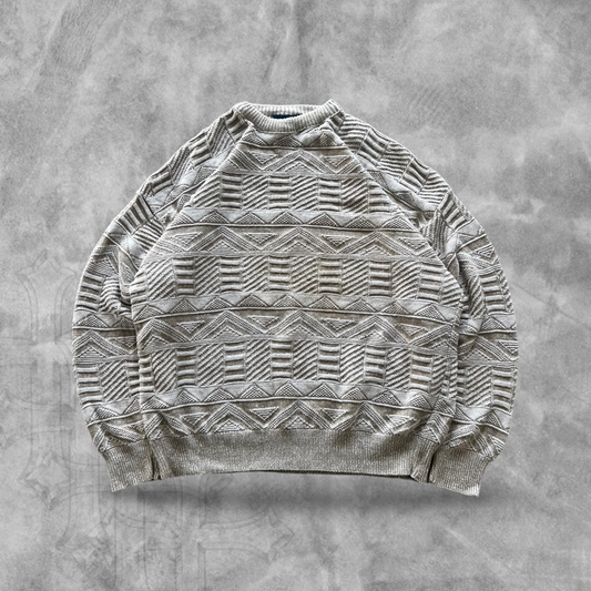 Cream Knit Textured Sweater 1990s (M)