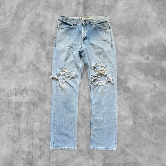 Faded Distressed Denim Harley Davison Jeans 1990s (34x34)