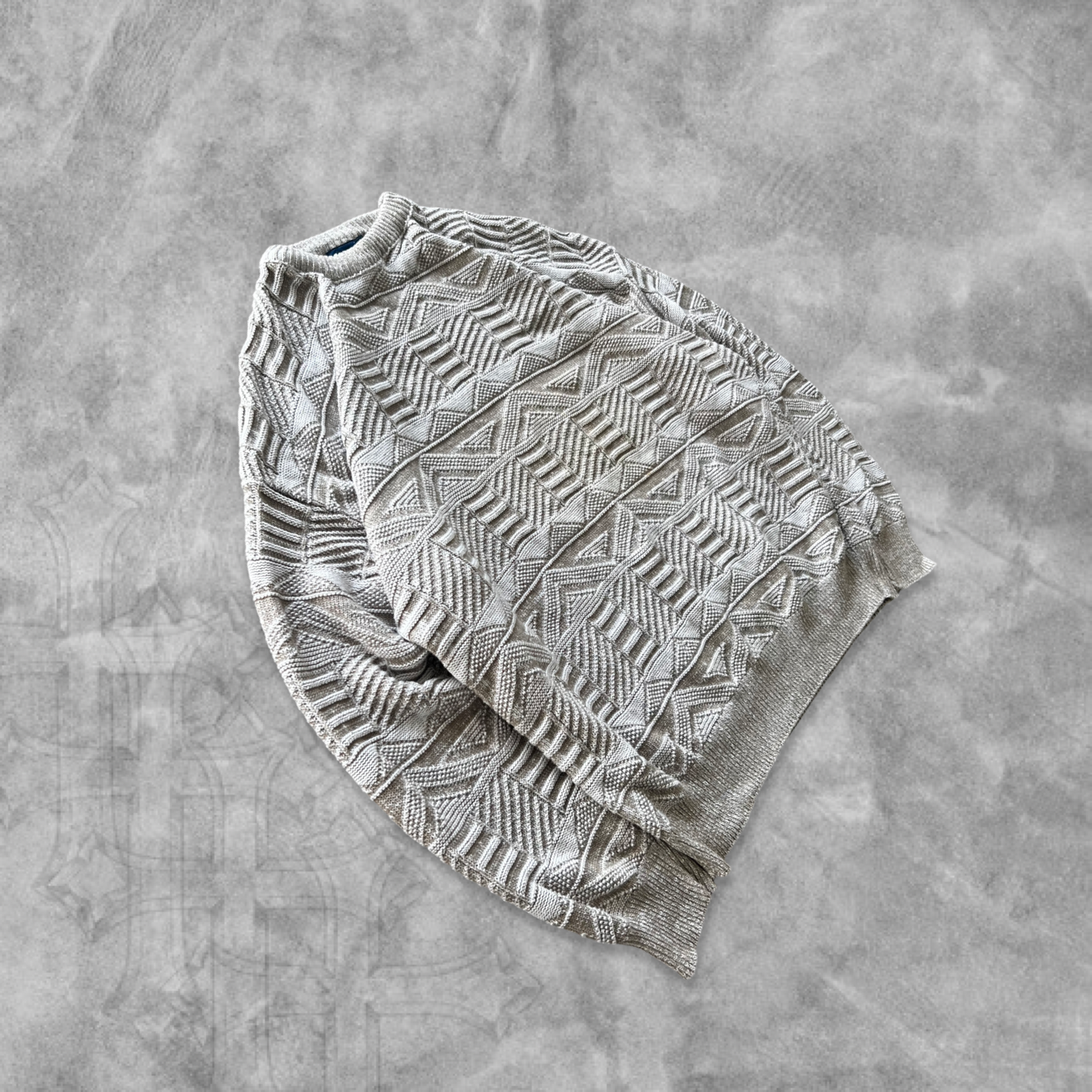 Cream Knit Textured Sweater 1990s (M)