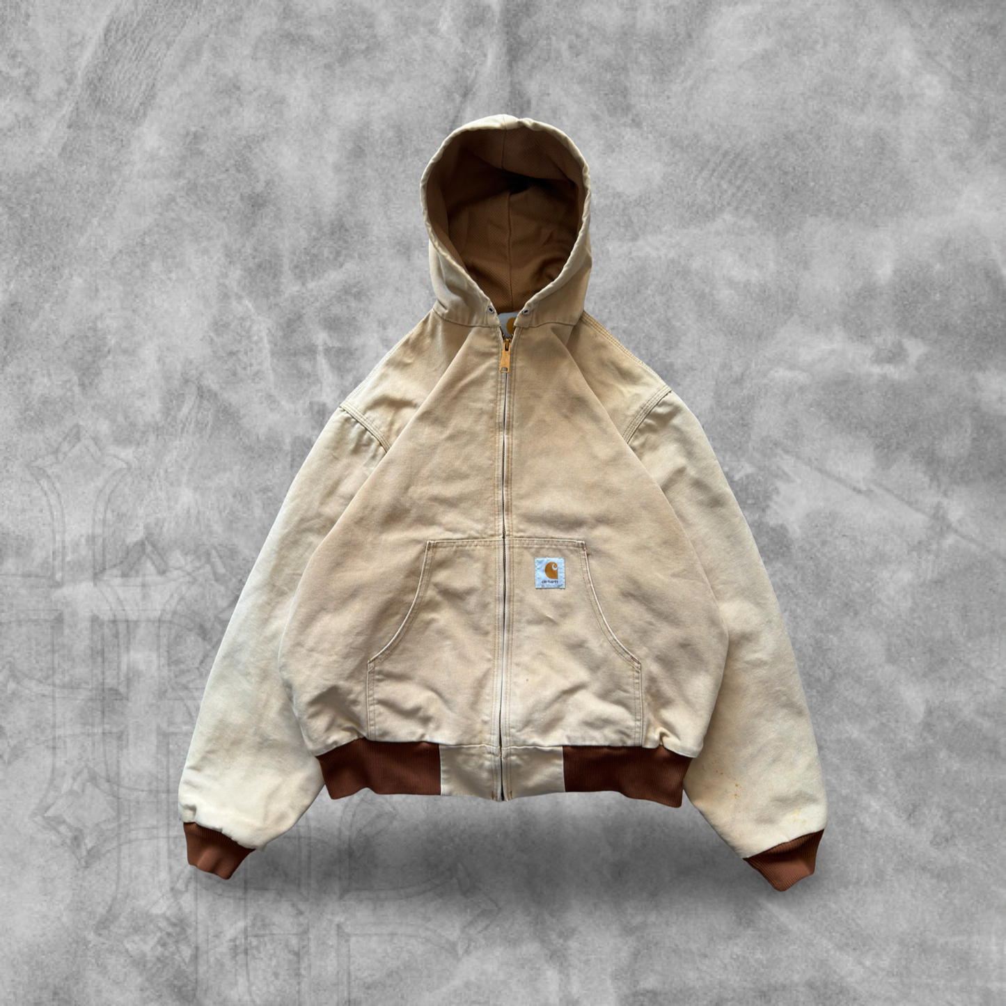 Faded Tan Carhartt Hooded Jacket 1990s (L)