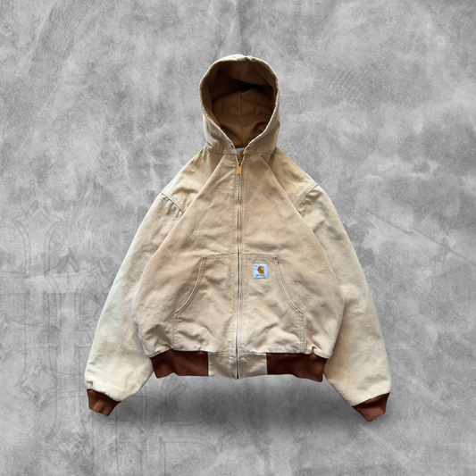 Faded Tan Carhartt Hooded Jacket 1990s (L)