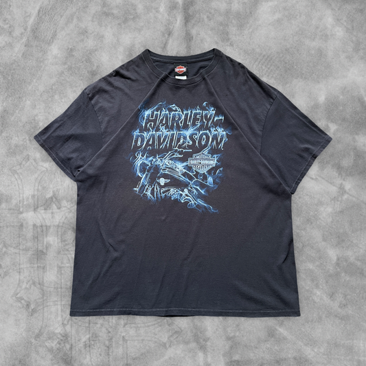 Black Harley Davidson Blue Smoke Shirt 2000s (XXL)
