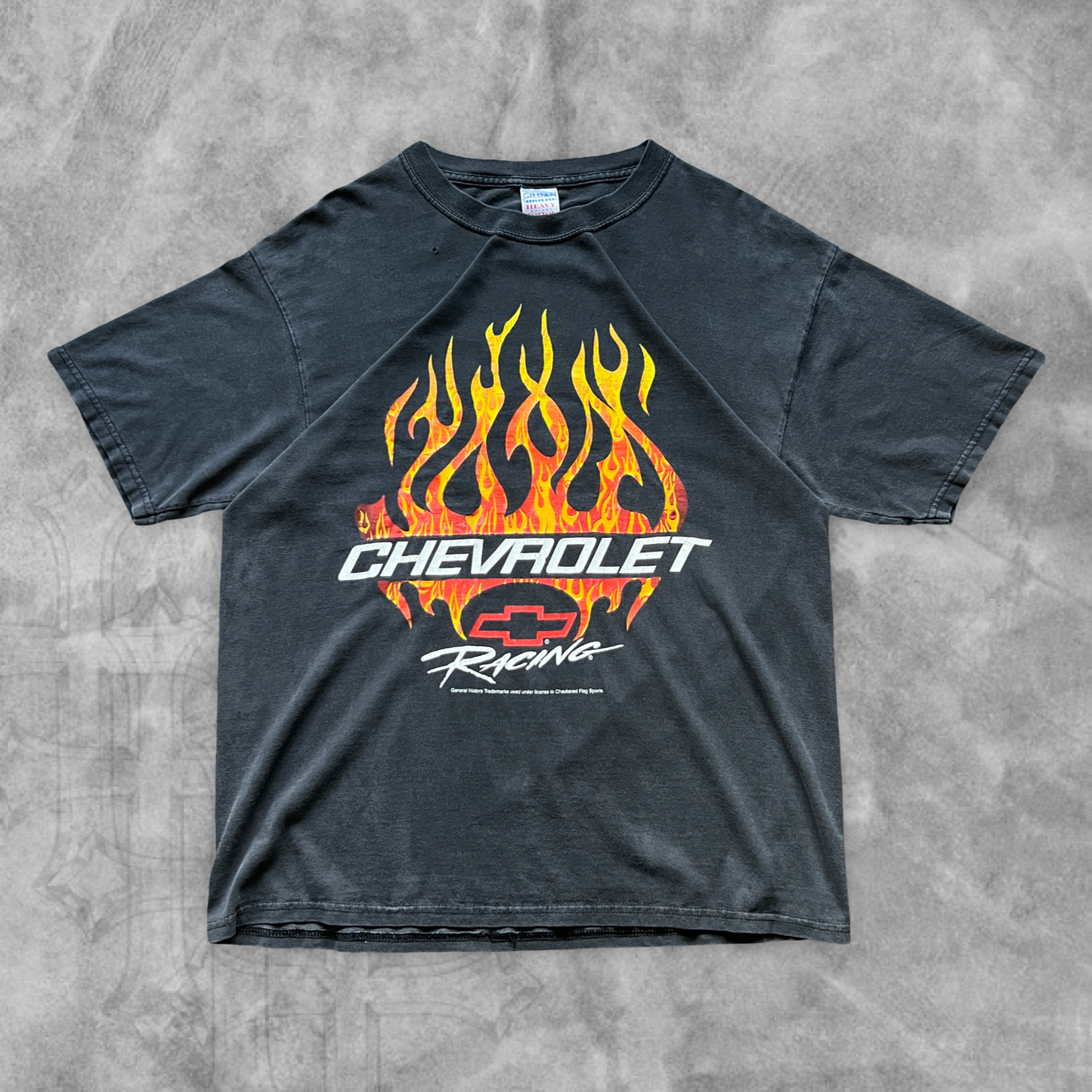 Faded Black Chevrolet Racing Flame Shirt 1990s (L)