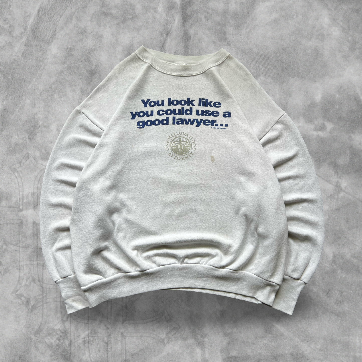 White One Helluva A Good Attorney Sweatshirt 1990s (XL)