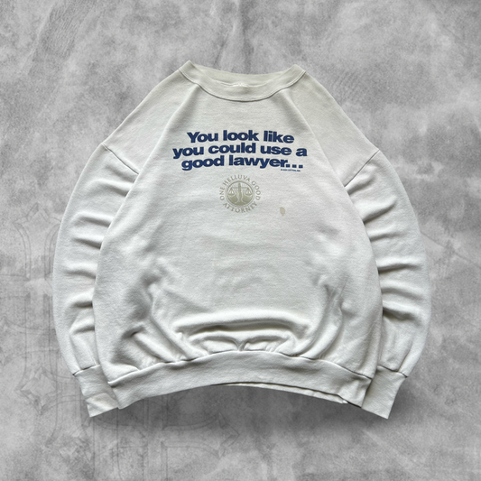 White One Helluva A Good Attorney Sweatshirt 1990s (XL)