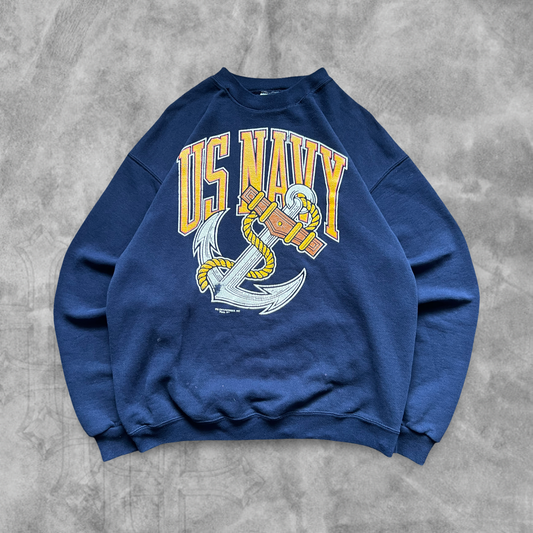Navy Blue U.S Navy Sweatshirt 1990s (L)