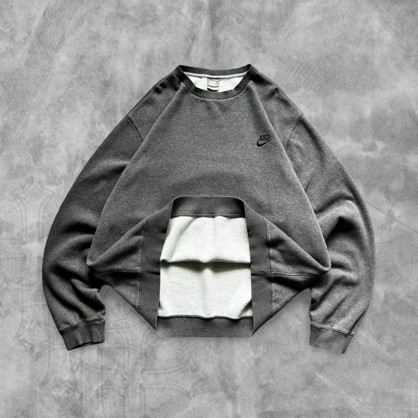 Charcoal Gray Nike Essential Sweatshirt 2000s (XXL)