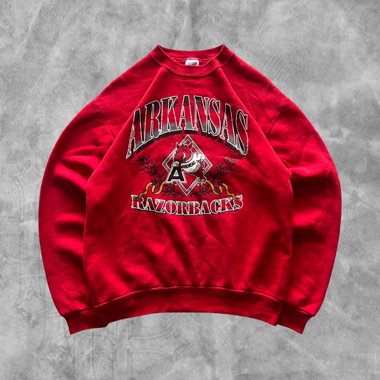 Red Arkansas Razorbacks Sweatshirt 1990s (S)