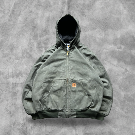 Moss Green Carhartt Hooded Jacket 2000s (XL)