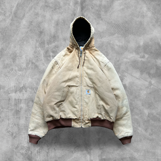 Faded Tan Carhartt Hooded Jacket 1990s (XL)