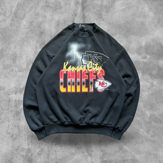 Black Kansas City Chiefs Lighting Sweatshirt 1990s (XL)