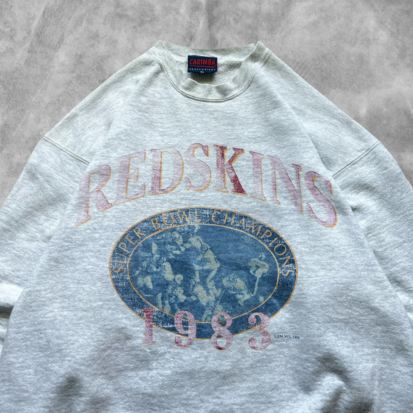 Faded Heather Gray Washington Redskins Sweatshirt 1990s (XL)