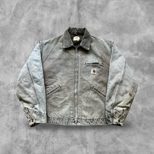 Faded Distressed Stone Gray Carhartt Detroit Jacket 1990s (XL)