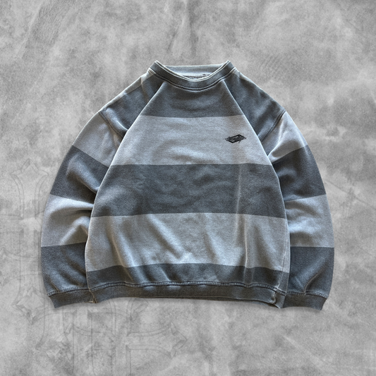 Gray Striped Saturday Sweatshirt 1990s (L)