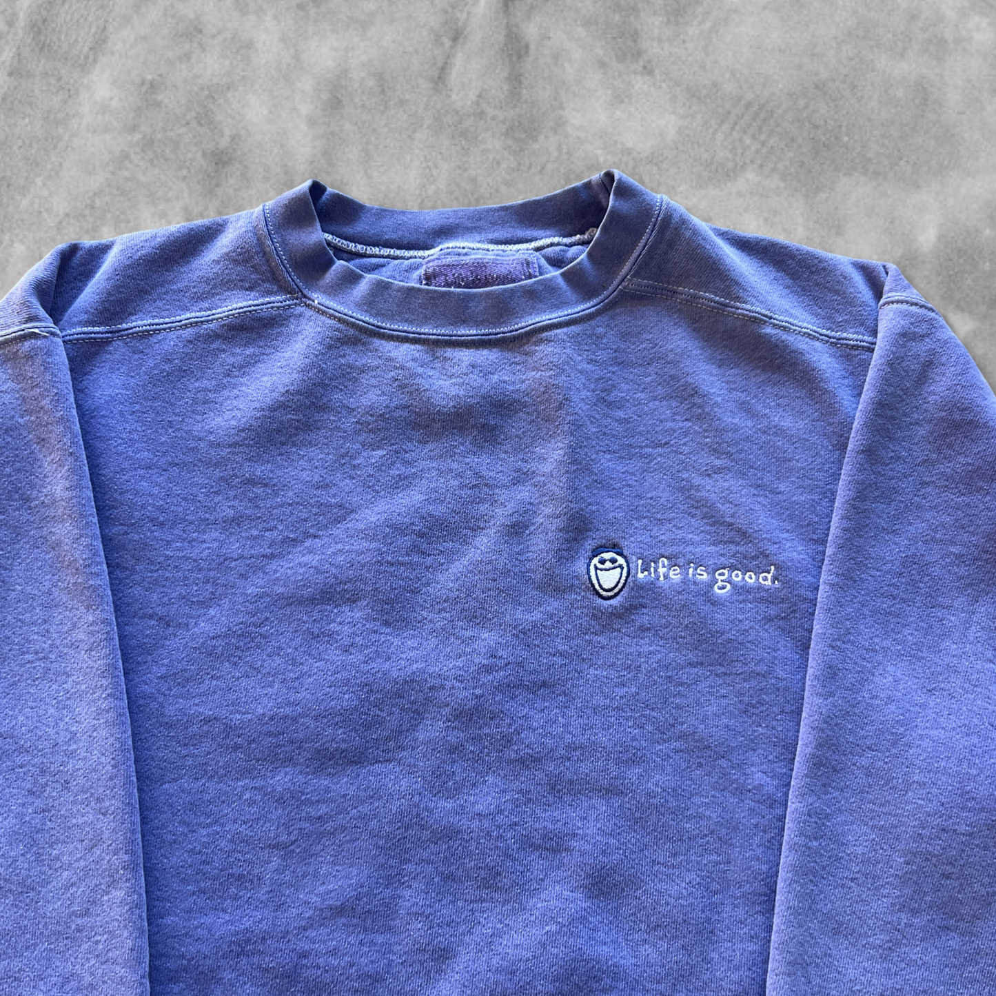 Faded Purple Life Is Good Sweatshirt 1990s (S)