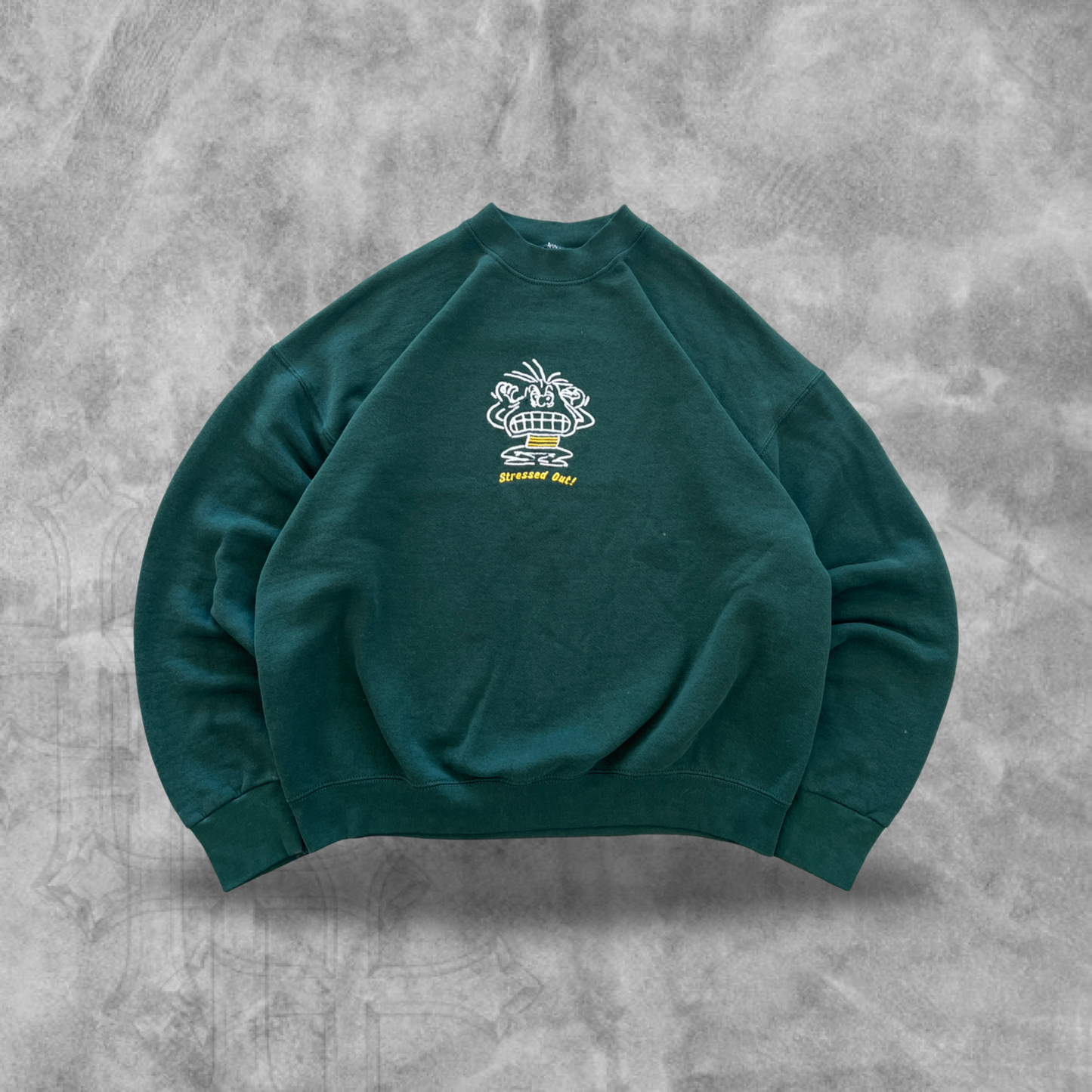 Forrest Green Stressed Out Sweatshirt 1990s (XL)