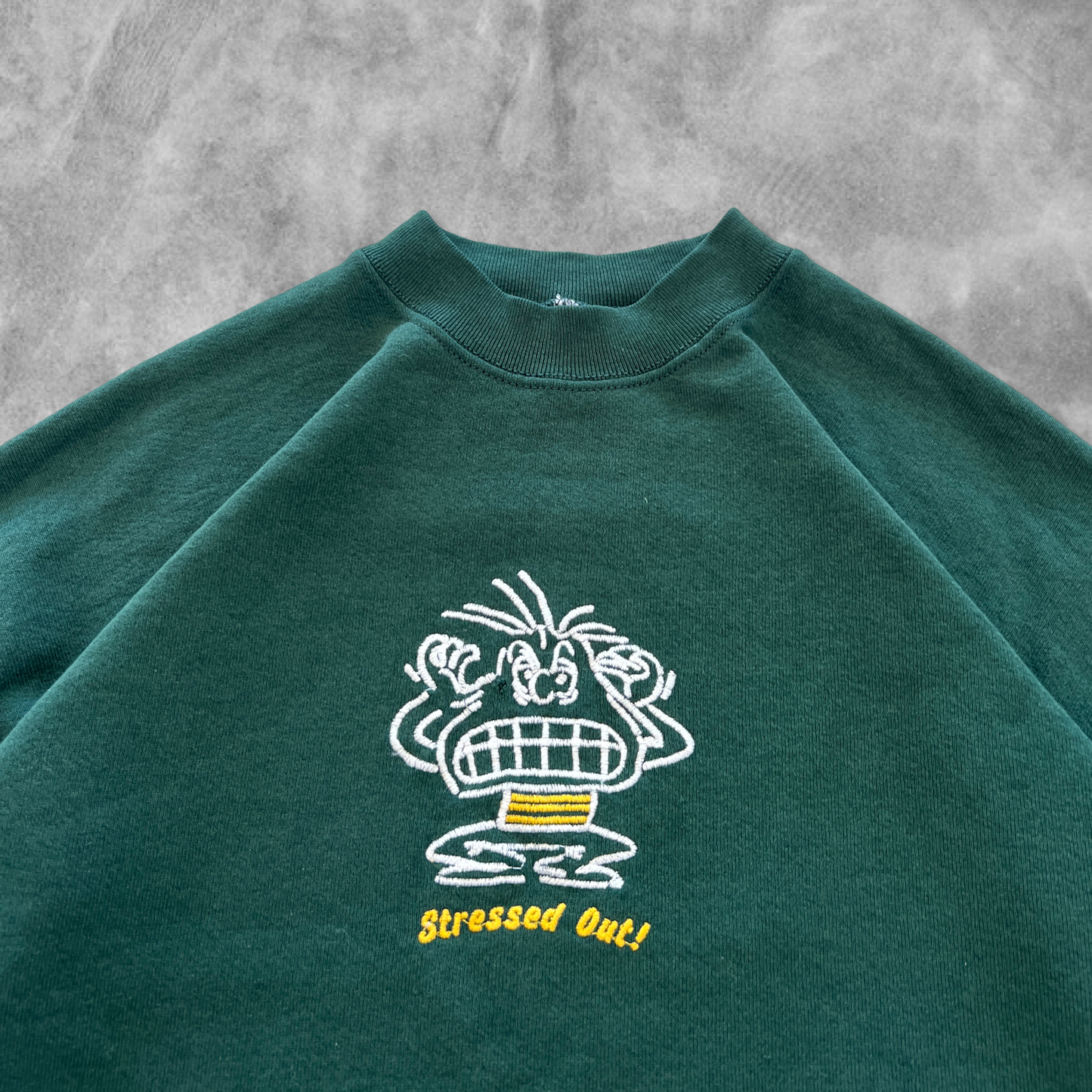 Forrest Green Stressed Out Sweatshirt 1990s (XL)