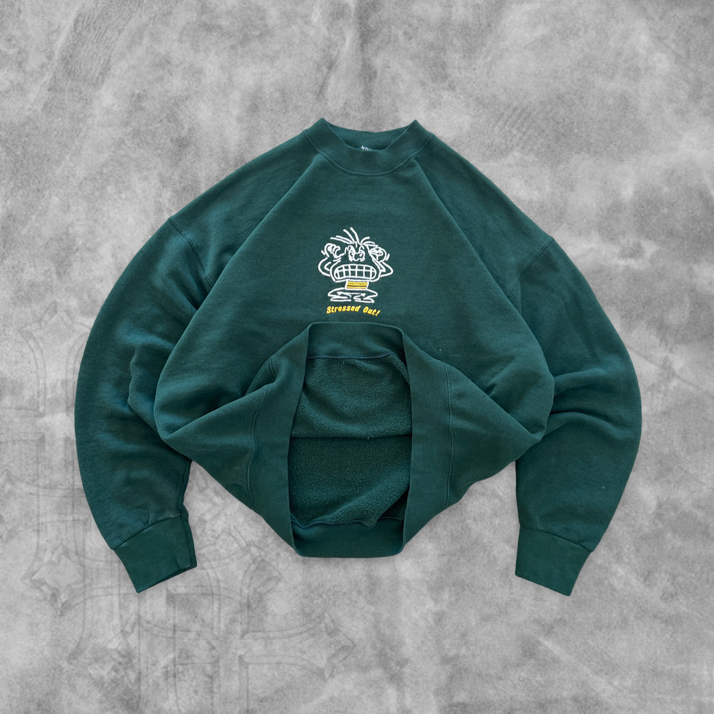 Forrest Green Stressed Out Sweatshirt 1990s (XL)