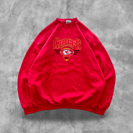 Cherry Red Kansas City Chiefs Sweatshirt 1990s (XL)