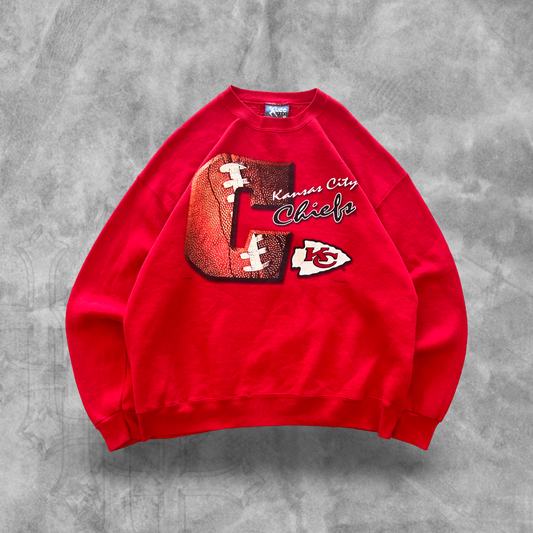 Cherry Red Kansas City Chiefs Sweatshirt 1990s (XL)
