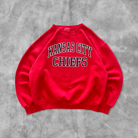 Cherry Red Kansas City Chiefs Sweatshirt 1990s (M)