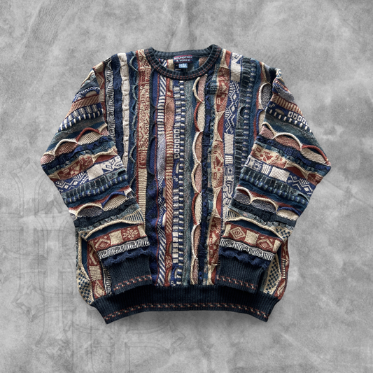 Multicolored Textured Knit Sweater 1990s (XL)