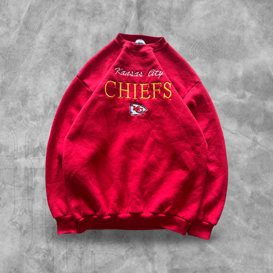 Cherry Red Kansas City Chiefs Sweatshirt 1990s (L)