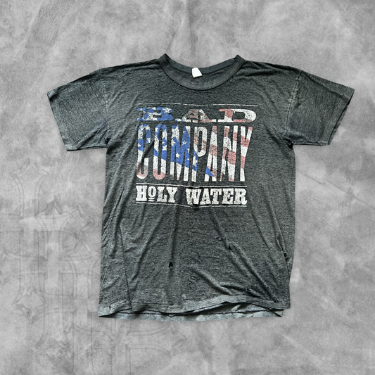 Faded Distressed Black Holy Water Bad Company Shirt 1989 (L)