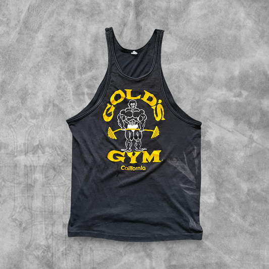 Faded Black Golds Gym California Tank 1980s (L)