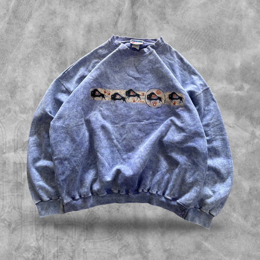 Faded Purple Stone Aged Buffalo Sweatshirt 1990s (XL)