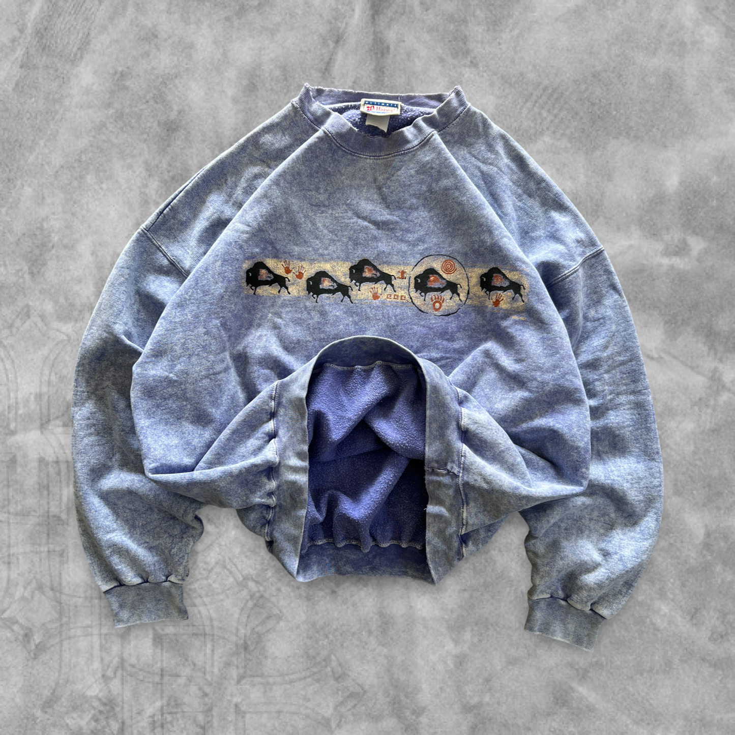Faded Purple Stone Aged Buffalo Sweatshirt 1990s (XL)