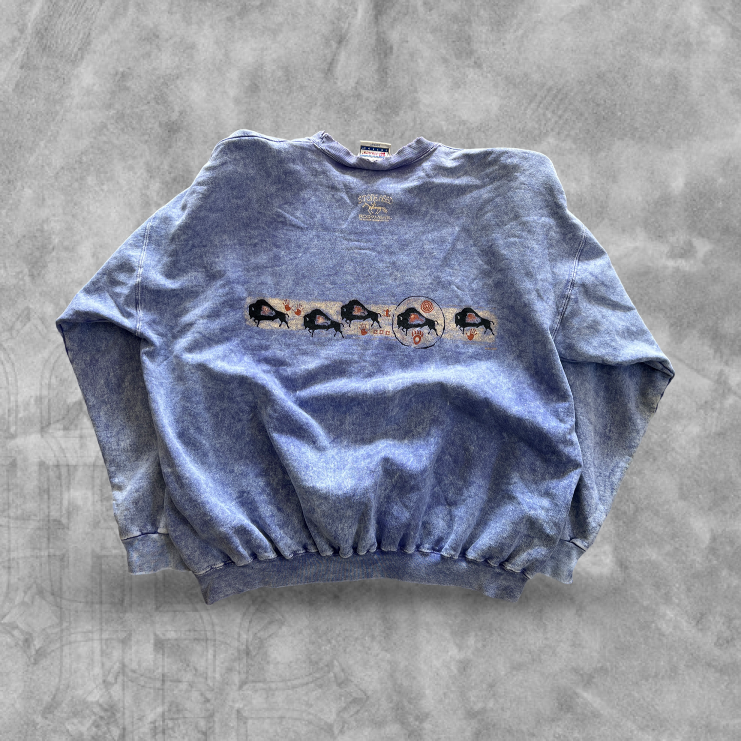 Faded Purple Stone Aged Buffalo Sweatshirt 1990s (XL)