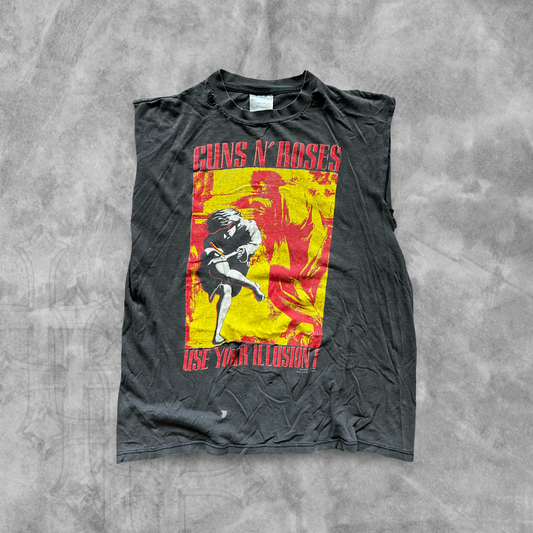 Faded Black Guns & Roses Cut Off Shirt 1992 (L)