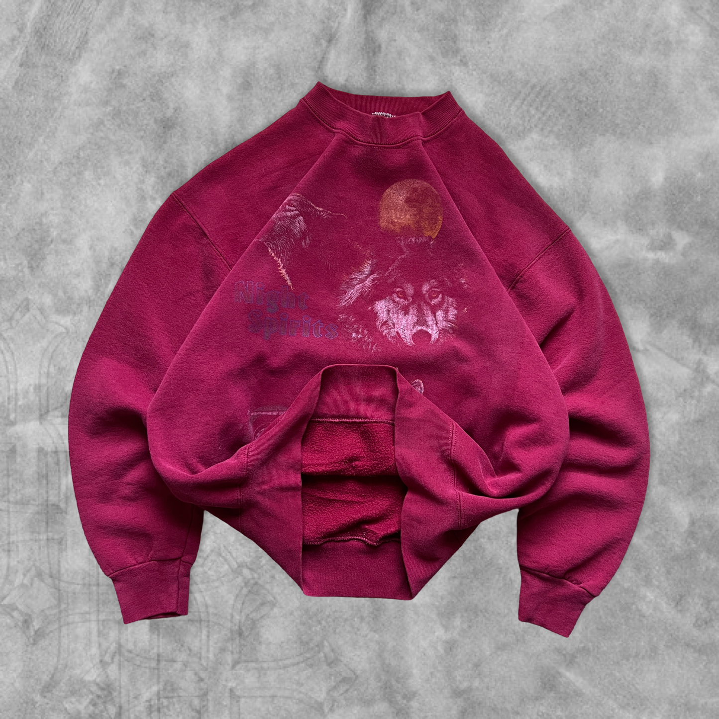 Faded Maroon Night Spirt Sweatshirt 1990s (L)