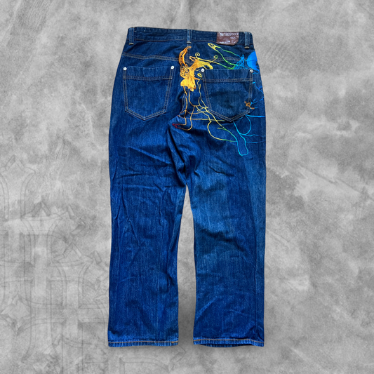 Denim Embroidered Lady’s Roca Wear Baggy Jeans 1990s (36x32)