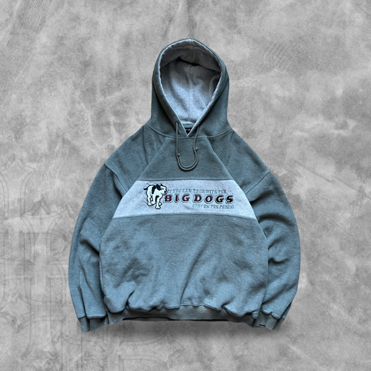 Olive Green Big Dogs Fleece Hoodie 1990s (L)