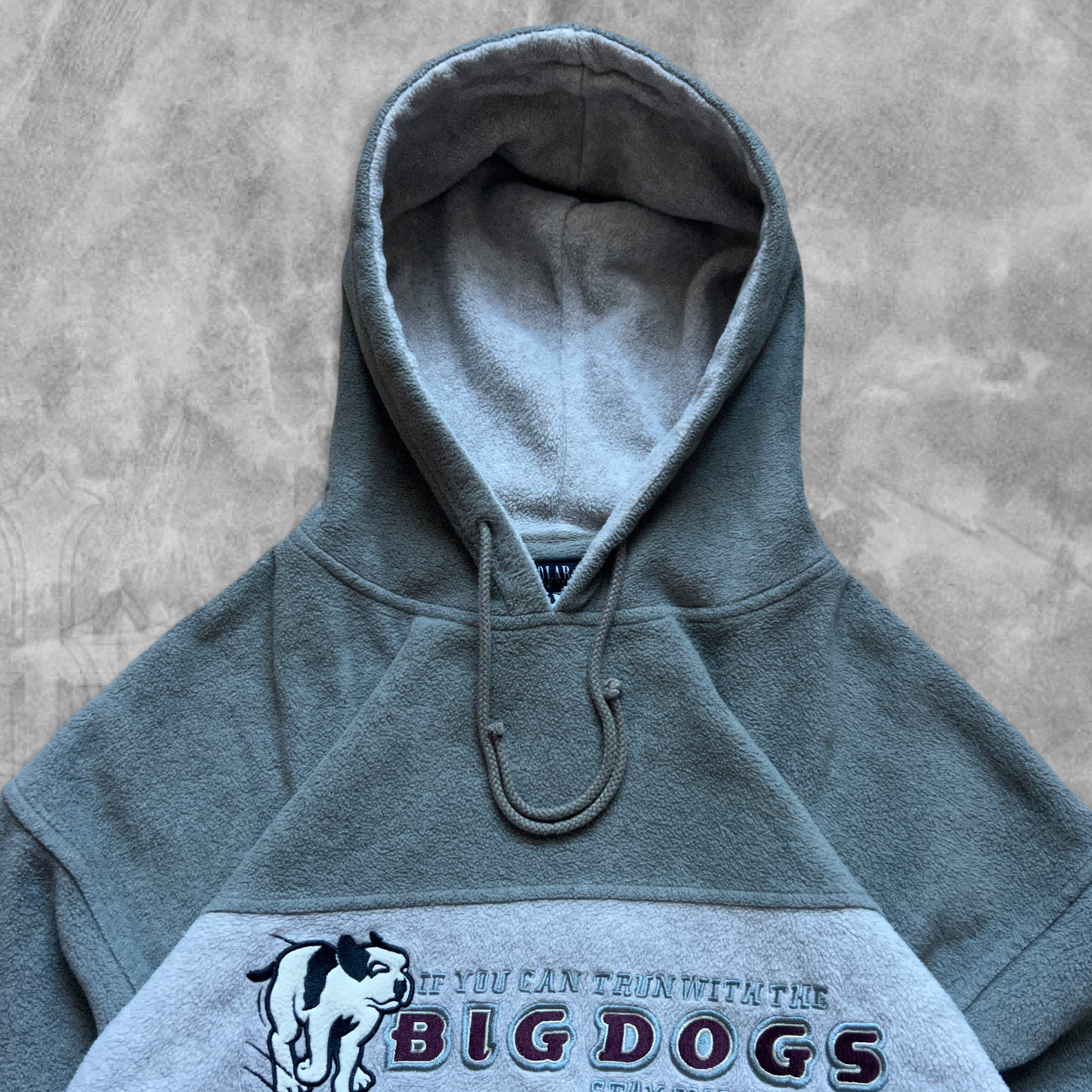 Olive Green Big Dogs Fleece Hoodie 1990s (L)
