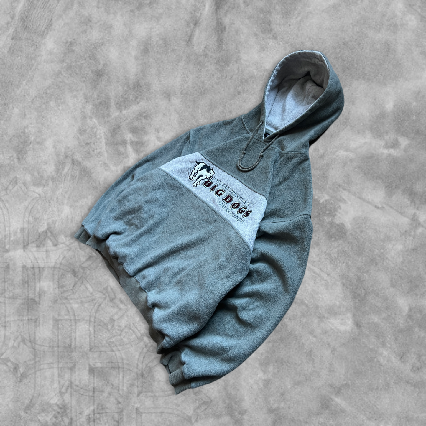 Olive Green Big Dogs Fleece Hoodie 1990s (L)