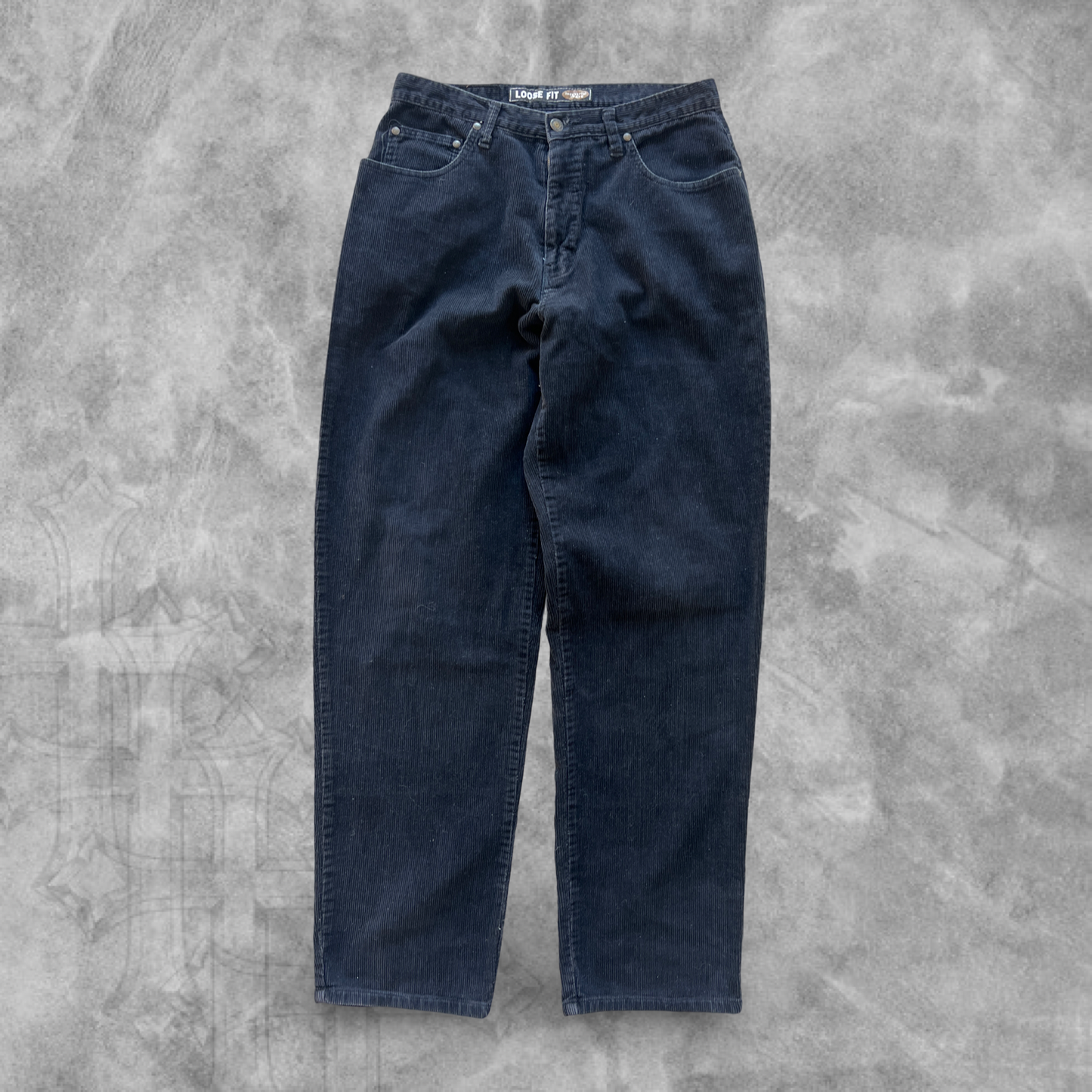 Black Industrial Rags Corduroy Pants 1990s (32x31)