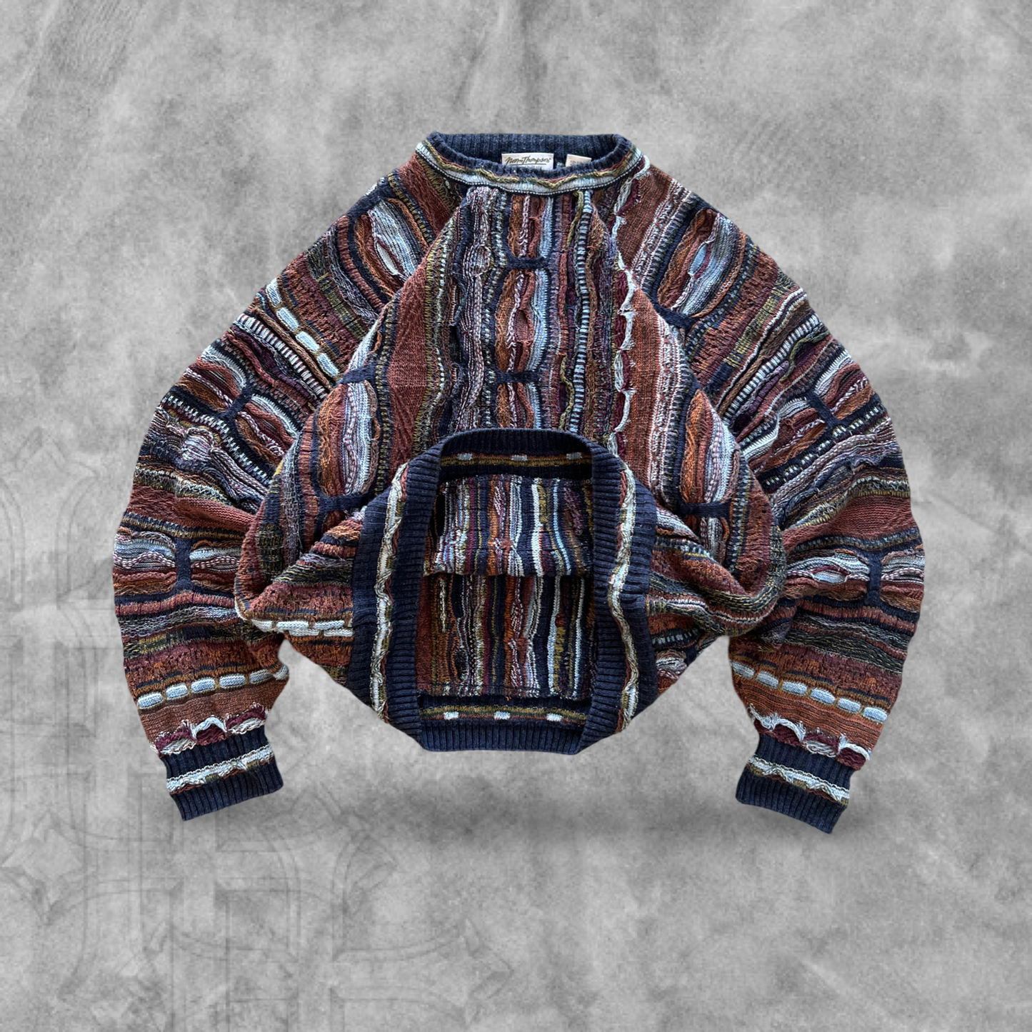 Multicolored Knit Textured Sweater 1990s (M)
