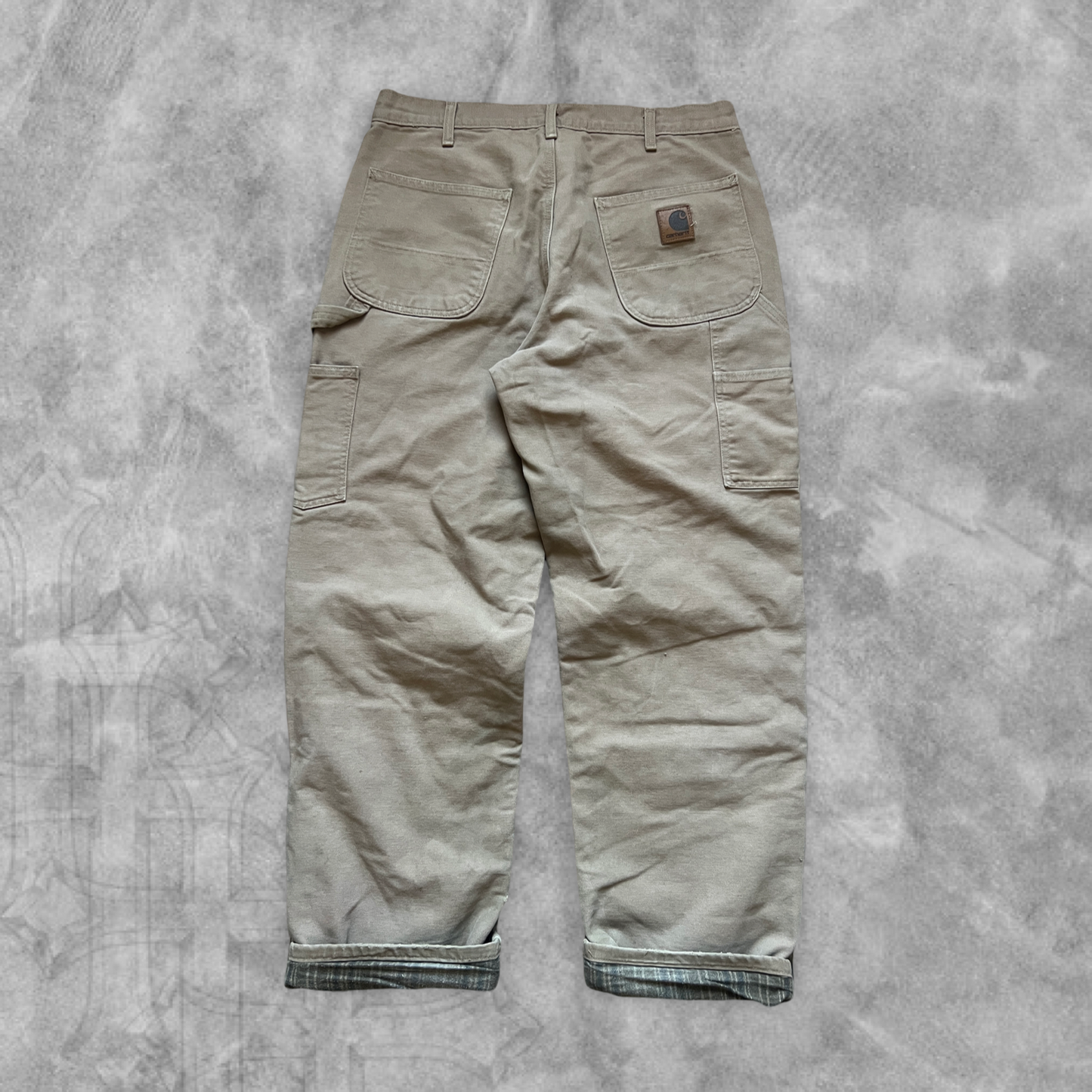 Faded Camel Carhartt Carpenter Flannel Lined Pants 2004 (34x32)