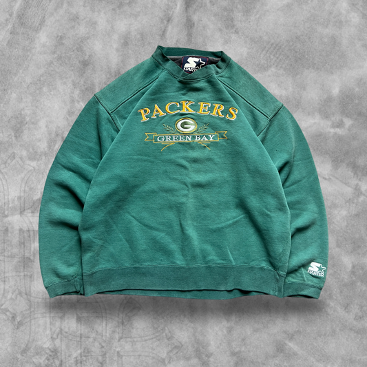 Faded Distressed Jade Green Bay Packers Sweatshirt 1990s (M)